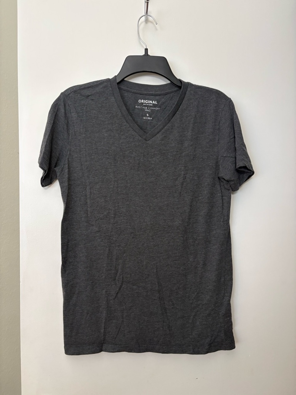 Original anywhere SPAO Short-Sleeve V-Neck T-Shirt - Charcoal
